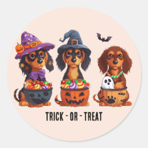 Adesivo Trick Ou Tratar Cães De Dachshund Halloween