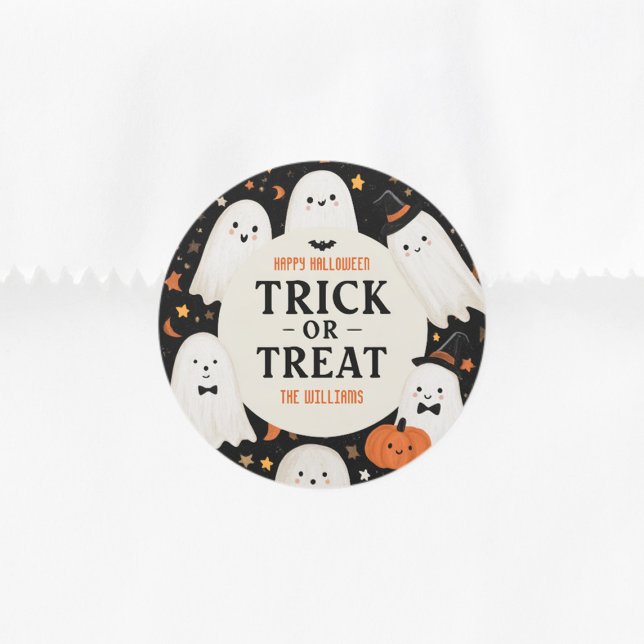 Adesivo Trick ou Tratar Fantasma do Halloween (Criador carregado)