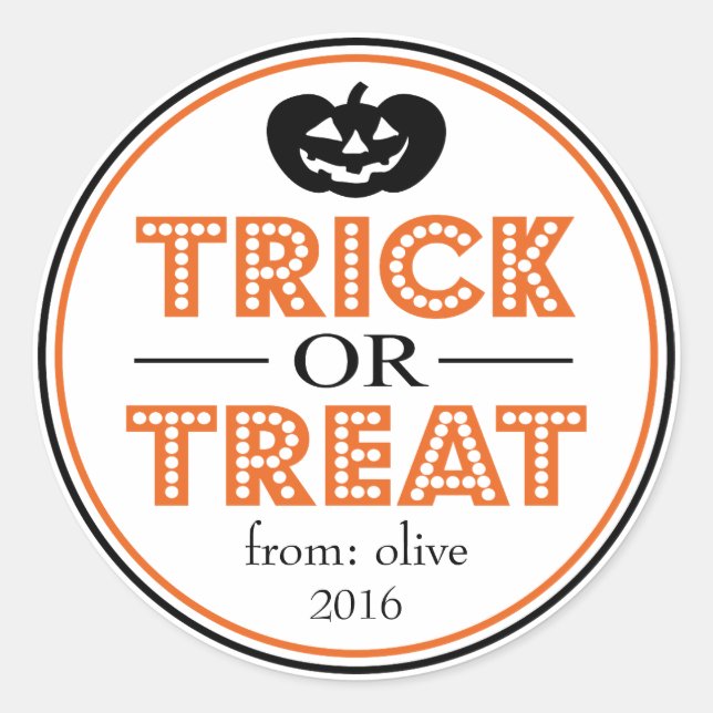Adesivo Trick Ou Tratar Jack O Lanterna (Preto / Laranja) (Frente)