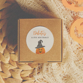 Adesivo Trick ou Trate o Favor de Aniversário da Abóbora d