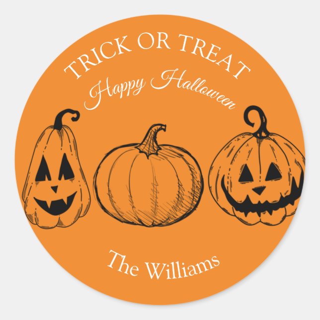 Adesivo Trick ou Treine a Abóbora do Halloween (Frente)