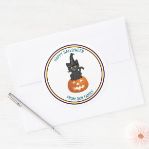 Adesivo Trick ou Treine Black Cat e Pumpkin engraçado no H