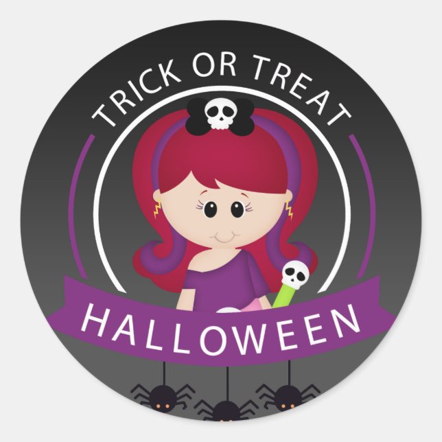 Adesivo Trick ou Treine Halloween Girl (Frente)