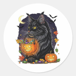 Adesivo Trick ou Treine Maine Coon - Gato Halloween