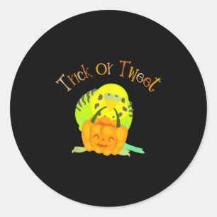 Adesivo Trick Ou Tweet Parakeet Budgie Mamãe Halloween Bir