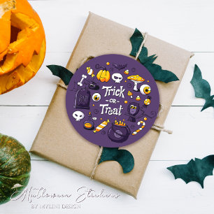Adesivo Tricky ou Travessuras das Crianças no Halloween