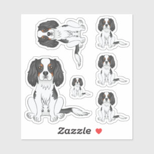 Adesivo Tricolor Cavalier King Charles Spaniel Sentado