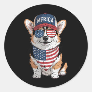 Adesivo Tricolor Corgi 4 De Julho Dos Eua Flag Dog P