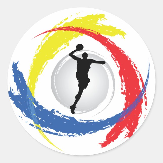 Adesivo Tricolor Emblem de basquete (Frente)