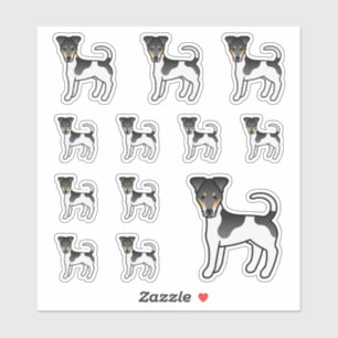 Adesivo Tricolor Smooth Fox Terrier Cute Cartoon Cães