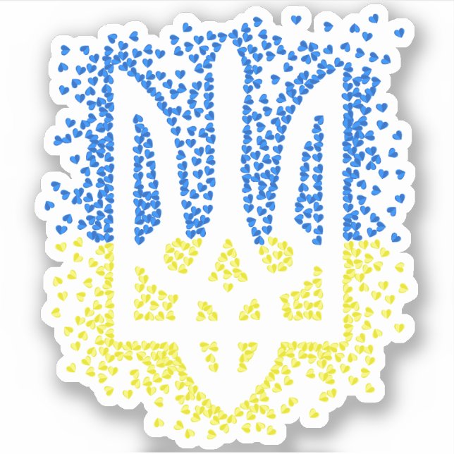 Adesivo Tridente de emblem ucraniano trizub espalhando cor (Frente)