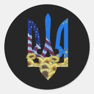 Adesivo Tridente Ucraniano Girassol Bandeira Americana Ucr