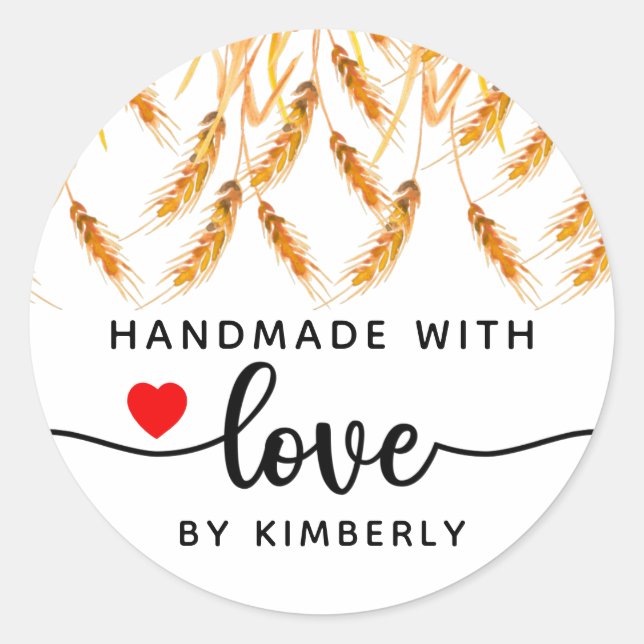 Adesivo Trigo feito à mão com amor (Frente)