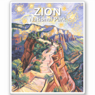 Adesivo Trilha de Hiking Angels Landing em Zion Colorida d
