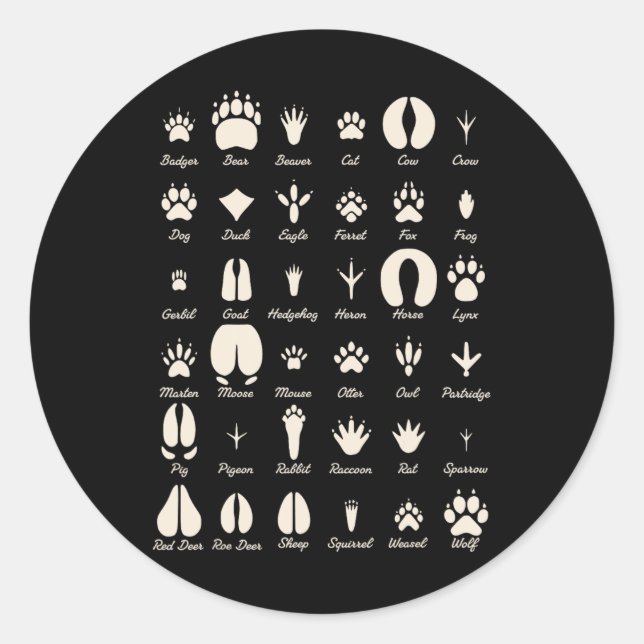 Adesivo Trilhas de Animais S Animais Comuns e Trilhas de A (Frente)
