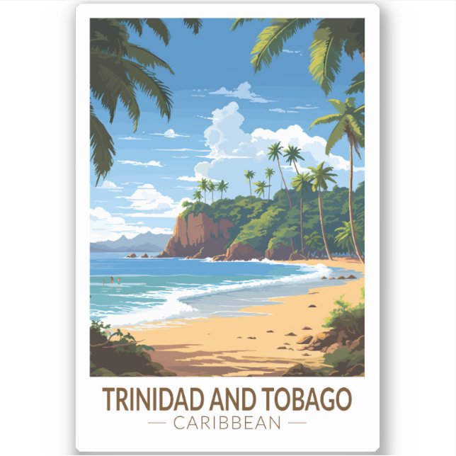 Adesivo Trinidad e Tobago Caribe a arte Viagem (Frente)
