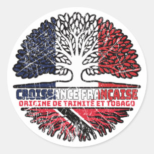 Adesivo Trinidad e Tobago França, França, Árvore Bandeira
