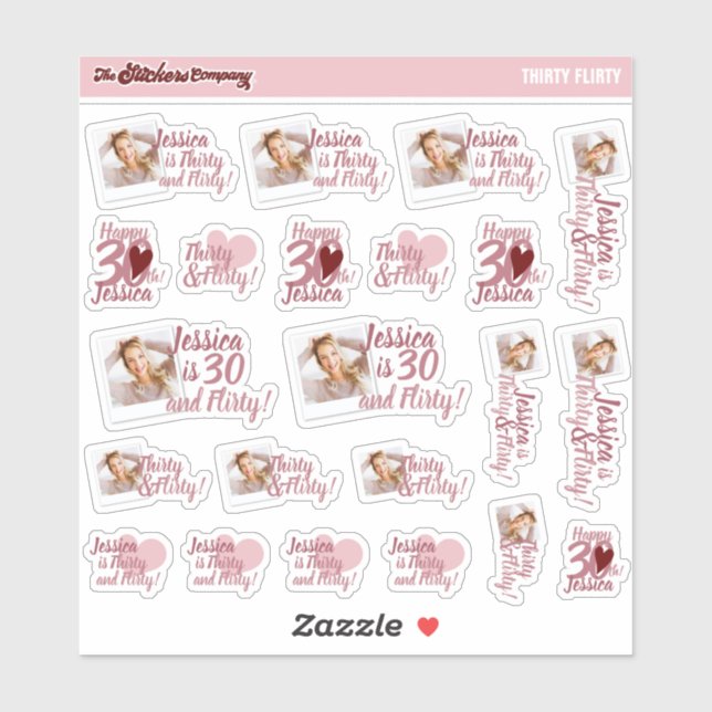 Adesivo Trinta e Flirty Birthday Girl Labs | 30 (Folha)