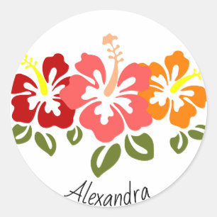 Adesivo Trio colorido do hibiscus personalizado