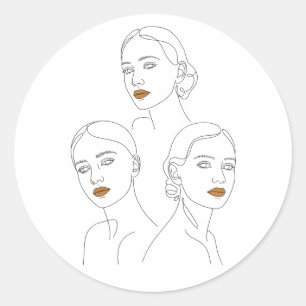 Adesivo Trío de Arte de Línea Feminina Elegante, Minimalis