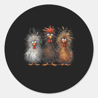 Adesivo Trio de Frango Rabiscado Cabelo Selvagem Engraçado