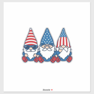 Adesivo Trio de Gnome Patriótico Camisa Vintage Vetor Desi