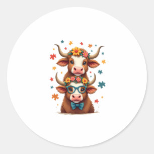 Adesivo Trio de Vaca Highland Autismo Vintage Espiando Vac