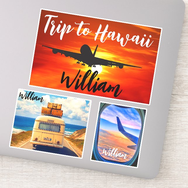 Adesivo Trip to Hawaii (Viagem Stamps) Airplane Suitcase (Detalhe)