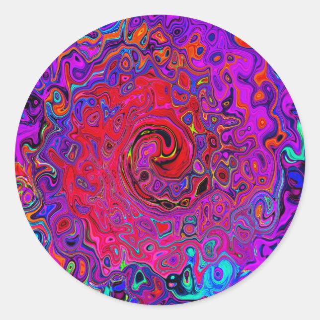 Adesivo Trippy Red and Purple Abstrato Retro Liquid Swirl (Frente)