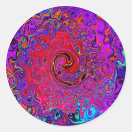 Adesivo Trippy Red and Purple Abstrato Retro Liquid Swirl
