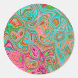 Adesivo Trippy Retro Orange e Aqua Groovy Abstrato Art