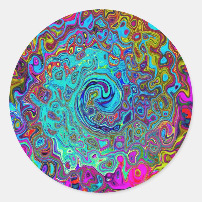 Adesivo Trippy Sky Blue Abstrato Retro Liquid Swirl (Frente)