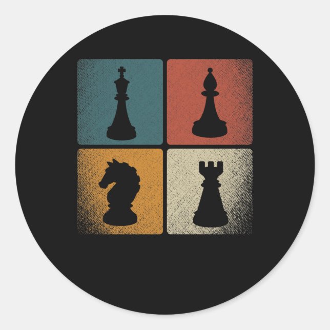 Adesivo Tripulação de Peças de Xadrez Retro (Frente)