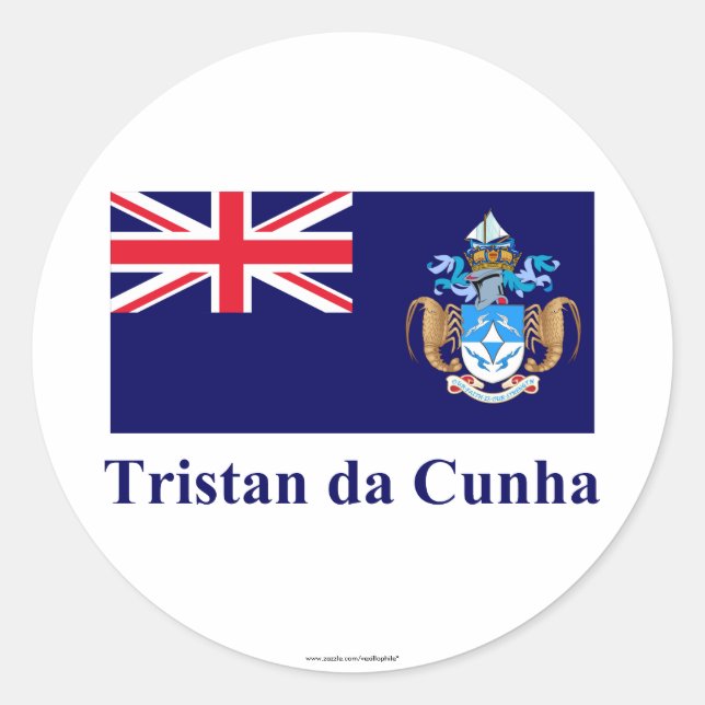 Adesivo Tristan da Cunha Flag com Nome (Frente)