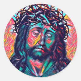 Adesivo Triste Cristo de Jesus Rosto Coroa Coroa Abstrato