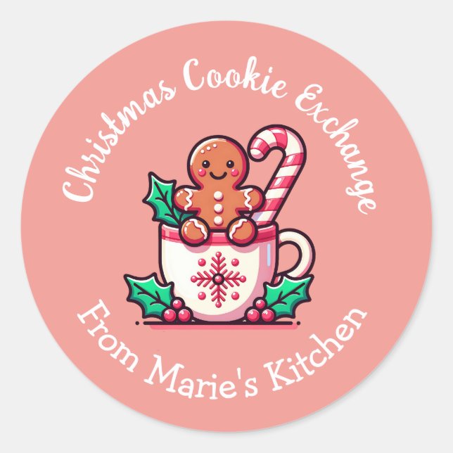 Adesivo Troca de Biscoitos de Natal Personalizável (Frente)