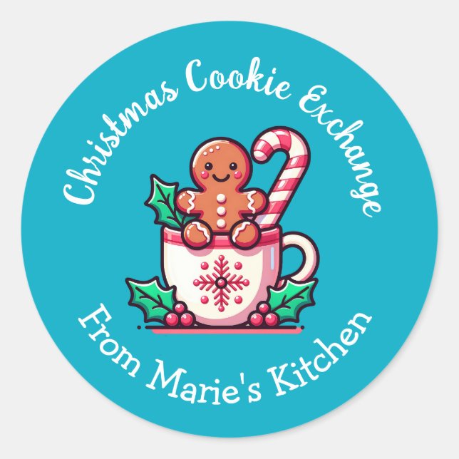 Adesivo Troca de Biscoitos de Natal Personalizável (Frente)
