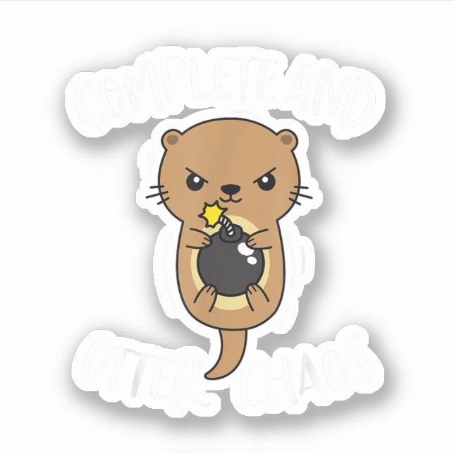 Adesivo Trocadilho completo e externo Funny Cute Sea Otter (Frente)