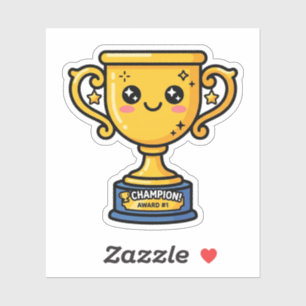 Adesivo Troféu de Campeão Número Um Kawaii para Dia dos Pa