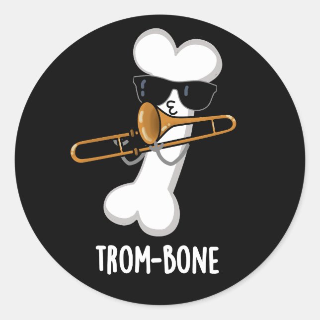Adesivo Trombone Musical Engraçado com Osso Tronco Pun Dar (Frente)