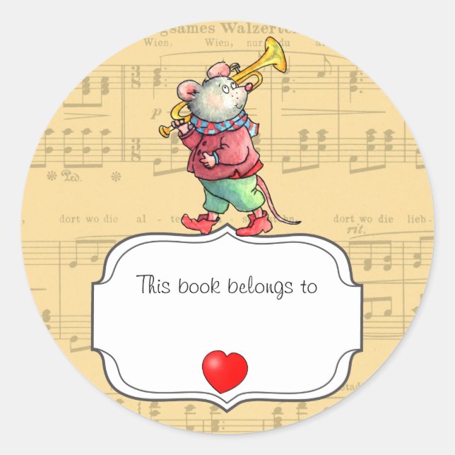 Adesivo Trompete Do Rato Este Livro Pertence Ao Nome Stick (Frente)