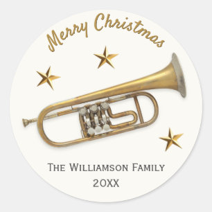 Adesivo Trompete Música Feliz Natal Personalizada