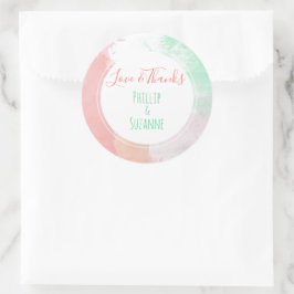 Adesivo Tropical Coral Neo Mint Favor De Casamento Obrigad