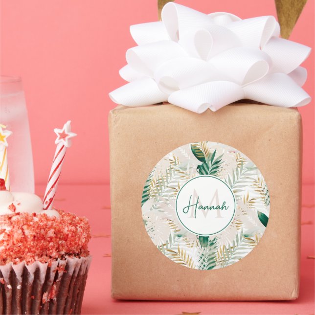 Adesivo Tropical de Verão, Dourada Folhagem Verde (Festa)