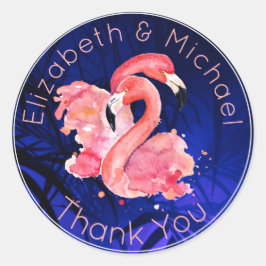 Adesivo Tropical Flamingo Rosa Azul Obrigado Por