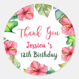 Adesivo Tropical Floral Havaiana Obrigado Aniversário