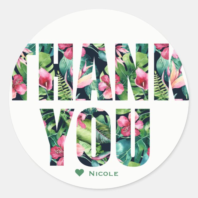 Adesivo Tropical Floral Hibiscus Deixa o Havaí, OBRIGADO (Frente)