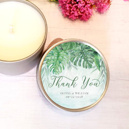 Adesivo Tropical Leaves Watercolor Obrigado Casamento