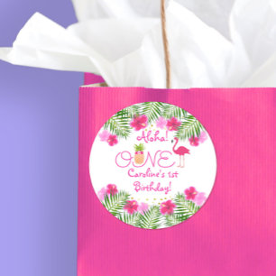 Adesivo Tropical Luau Flamingo Pineapple Primeiro Anivers