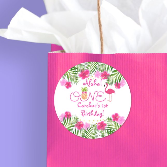 Adesivo Tropical Luau Flamingo Pineapple Primeiro Aniversá (Criador carregado)